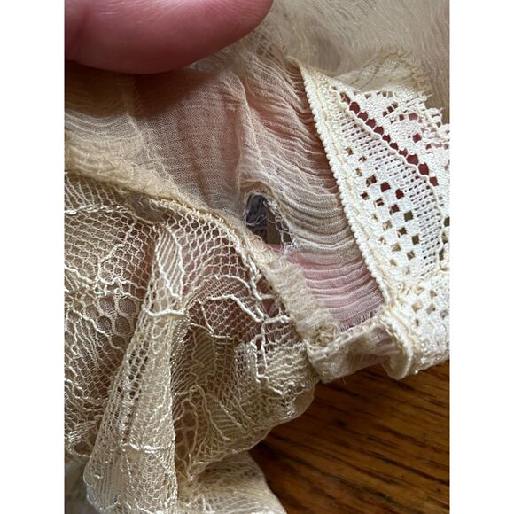 Vintage Alberto Makali Cream Lace Button Up Blouse Shirt Top Women's Size Small - Picture 8 of 10